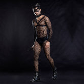 Menaful™ black / one size Meow-lificent Men's Role-play Cat Lingerie Onesie in Mesh